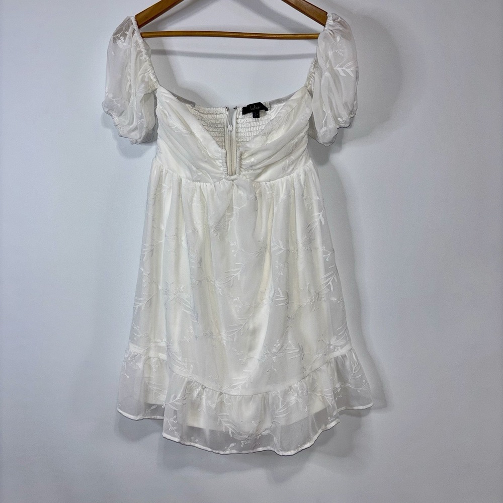 Lulu's White Puff Sleeve Mini Dress